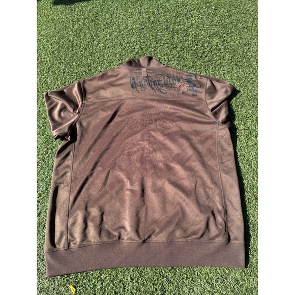 Anchor Blue Men Brown Track Jacket XXL Full Zip Embroidered Graphics Streetwear - Picture 8 of 9